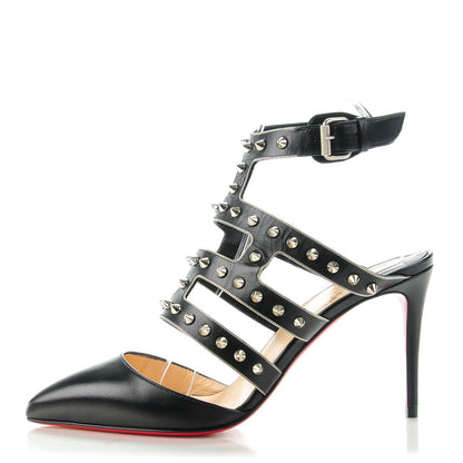 Christian Louboutin Kid Tchicaboum 85 Pumps 37.5 Black Silver 1 of 7