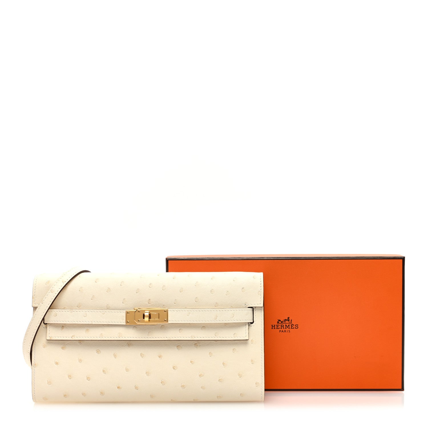 Hermes Ostrich Kelly Wallet To Go Craie 11 of 11