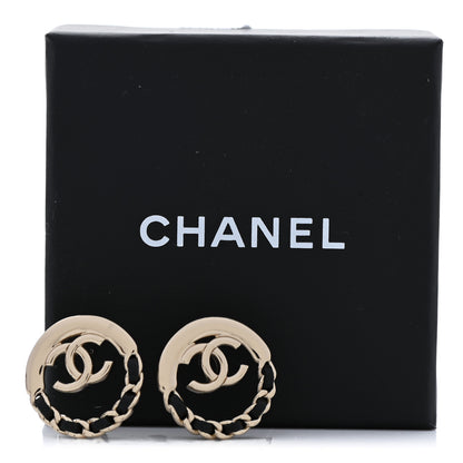 Chanel Lambskin Chain CC Round Earrings Gold Black 5 of 5