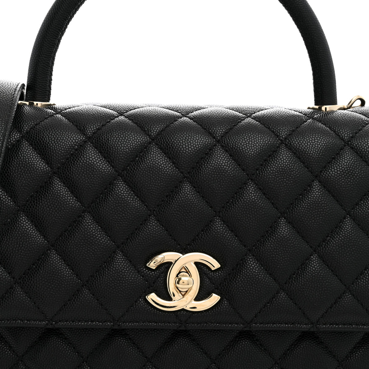 Caviar Quilted Small Coco Handle Flap Black