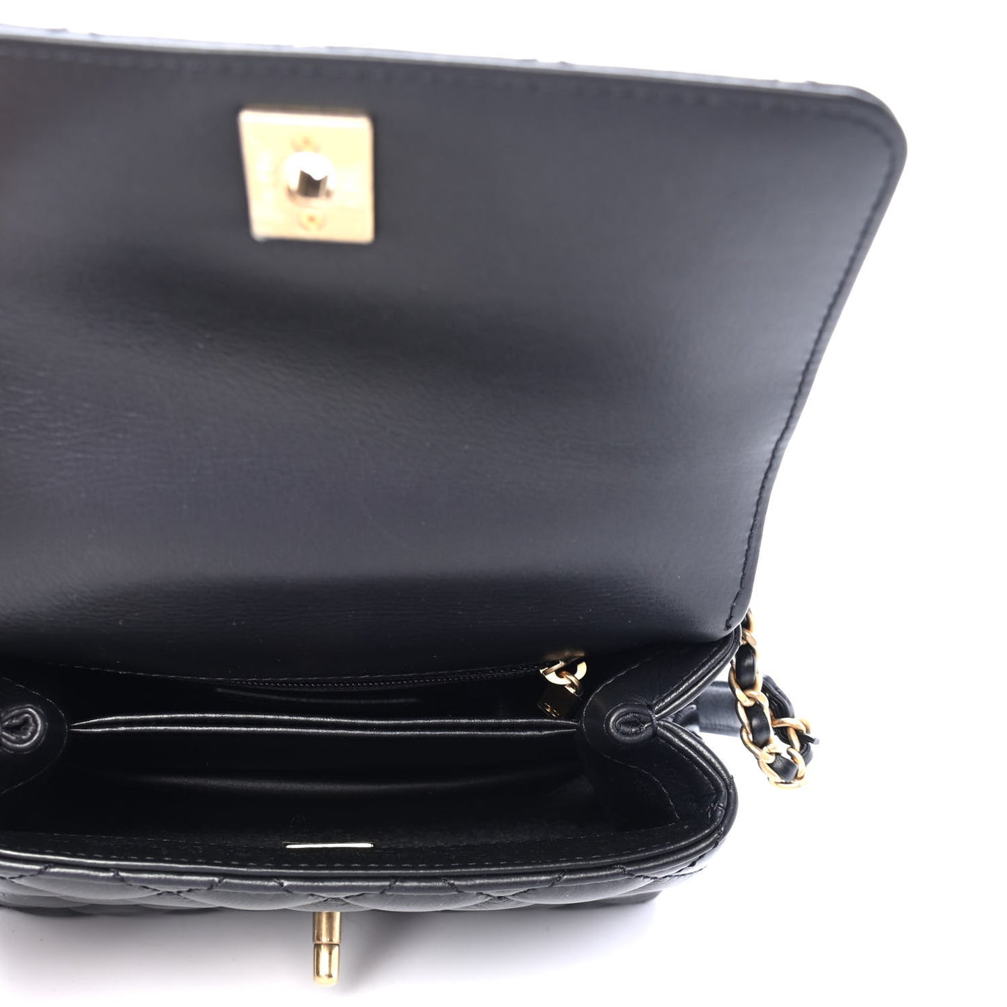 Calfskin Crystal Quilted Extra Mini Coco Handle Flap Black