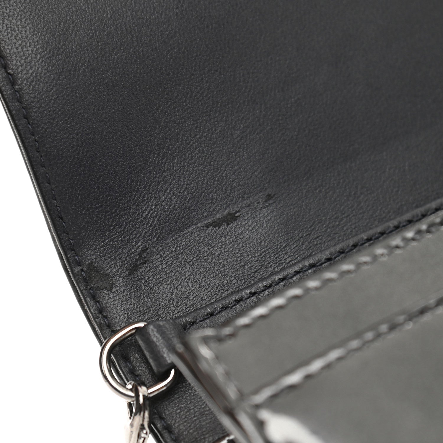 Christian Dior Metallic Patent Micro-Cannage Diorama Wallet on Chain Pouch Onyx Black 12 of 15