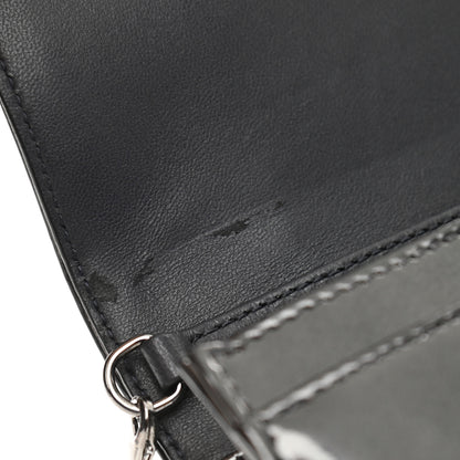 Christian Dior Metallic Patent Micro-Cannage Diorama Wallet on Chain Pouch Onyx Black 12 of 15