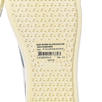 Hermes Epsom Calfskin Mens Must Sneakers 41.5 Celadon Black White 9 of 14