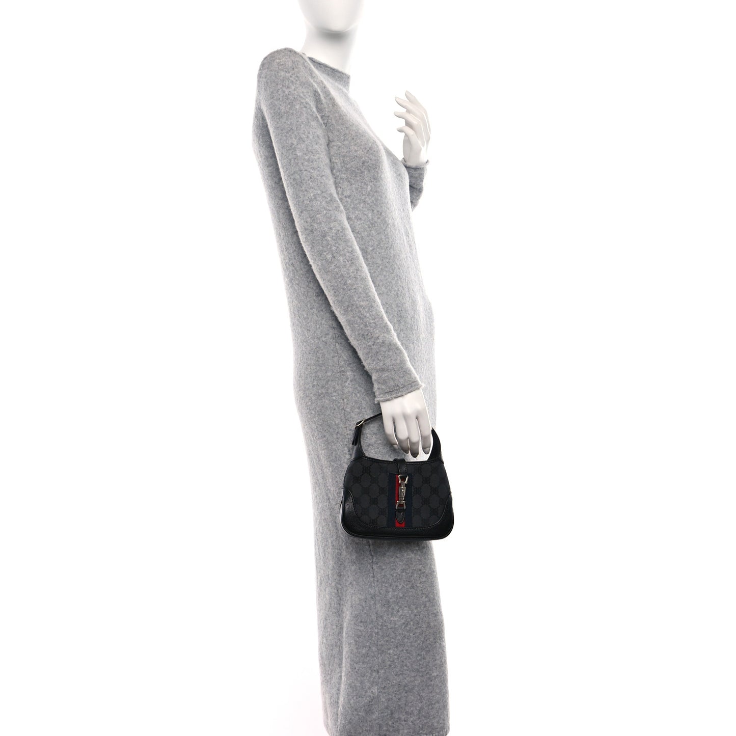 X BB Supreme Monogram Calfskin Web Mini Jackie 1961 Hobo Black