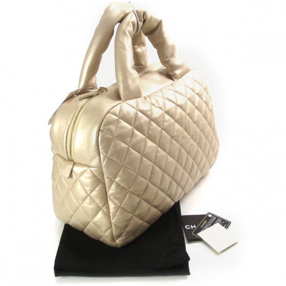 Chanel Lambskin Coco Cocoon Bowler Light Gold 3 of 10