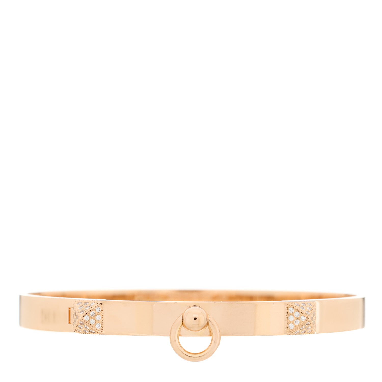 Hermes 18K Rose Gold Diamond PM Collier De Chien Bracelet LG 1 of 4