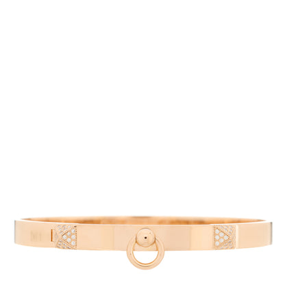 Hermes 18K Rose Gold Diamond PM Collier De Chien Bracelet LG 1 of 4