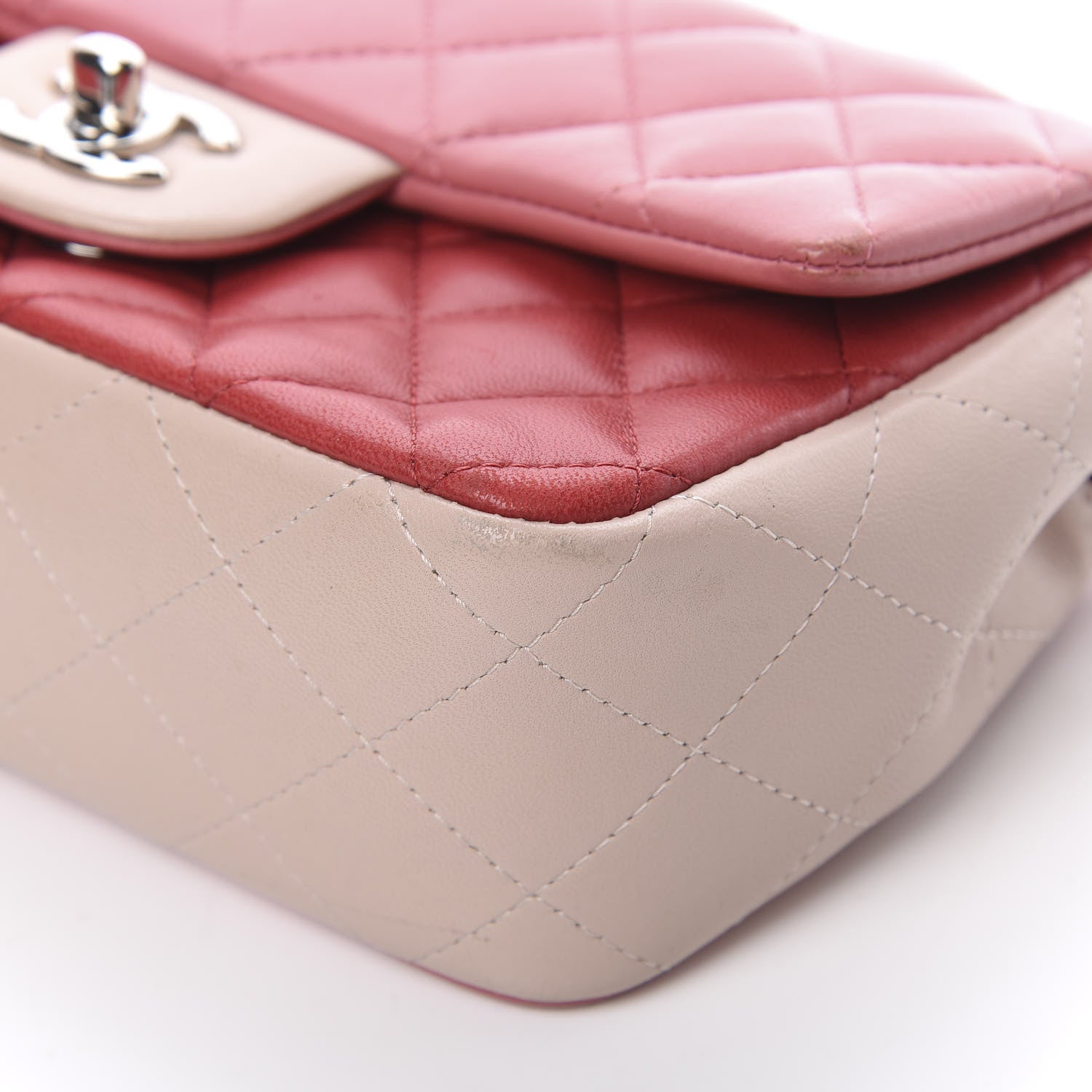 Chanel Lambskin Quilted Valentine Charms Tri-Color Mini Rectangular Flap Pink 10 of 15