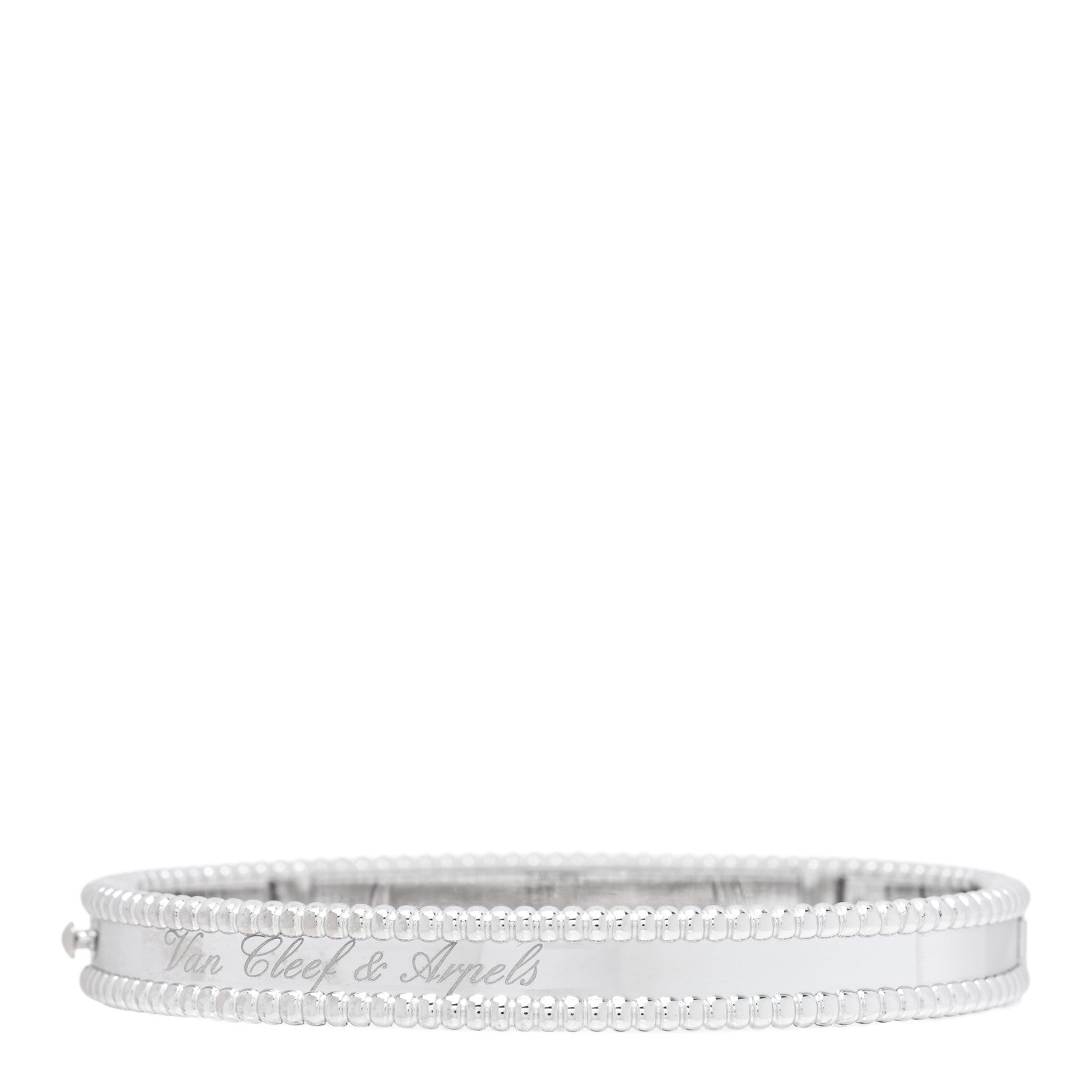 Van Cleef & Arpels 18K White Gold Perlee Signature Bangle Bracelet M 2 of 5