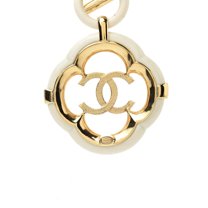 Chanel Resin CC Medallion Choker Chain Necklace Gold Ivory 4 of 4