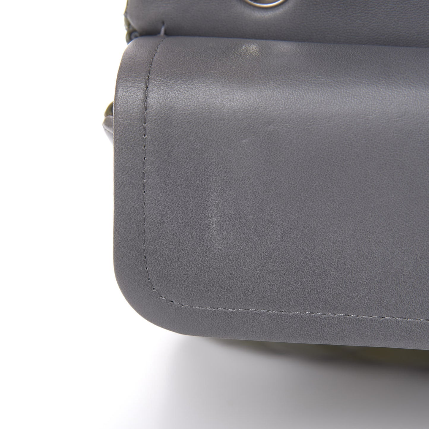 Patent Calfskin Quilted Medium Double Flap Grey