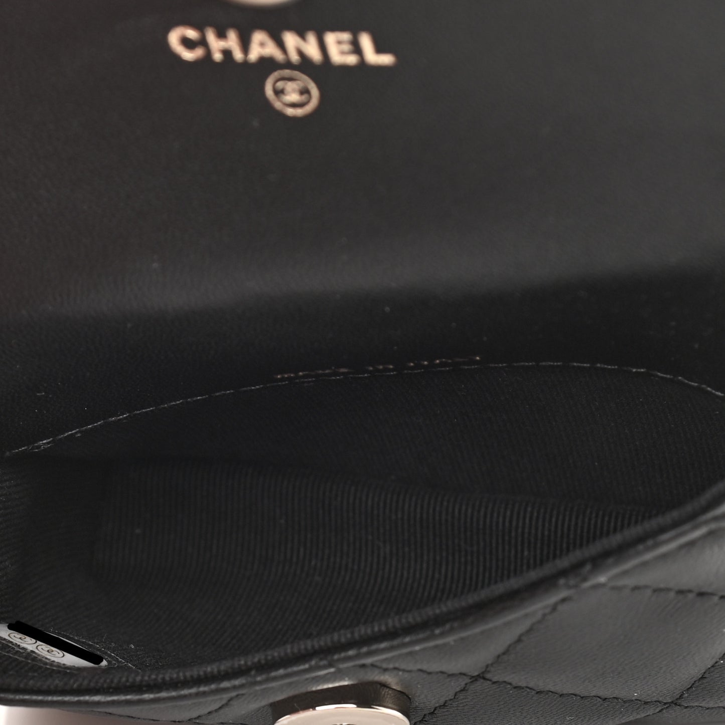 Lambskin Quilted Pearl Chain Belt Bag Black