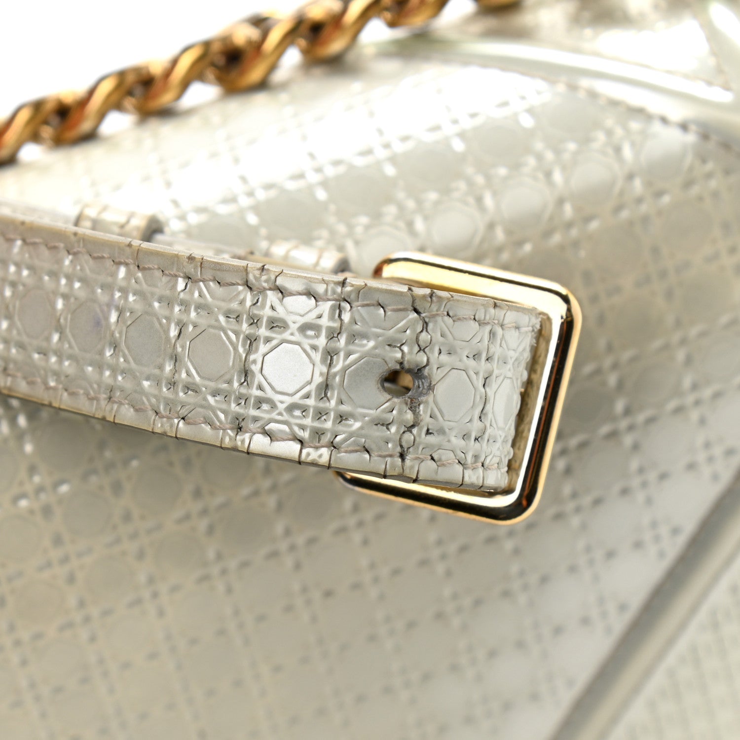 Christian Dior Metallic Patent Micro-Cannage Small Diorama Flap Bag Silver 14 of 14