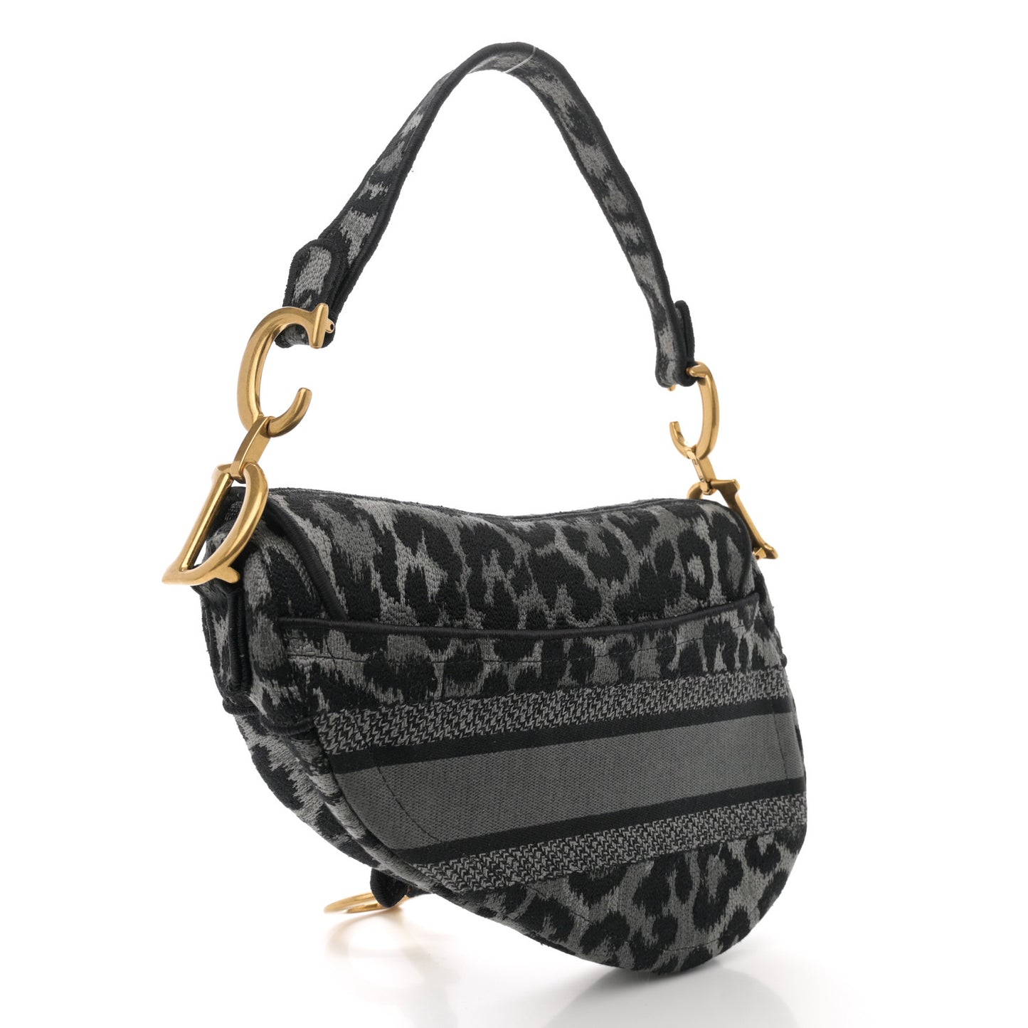 Canvas Mizza Embroidered Saddle Bag Gray