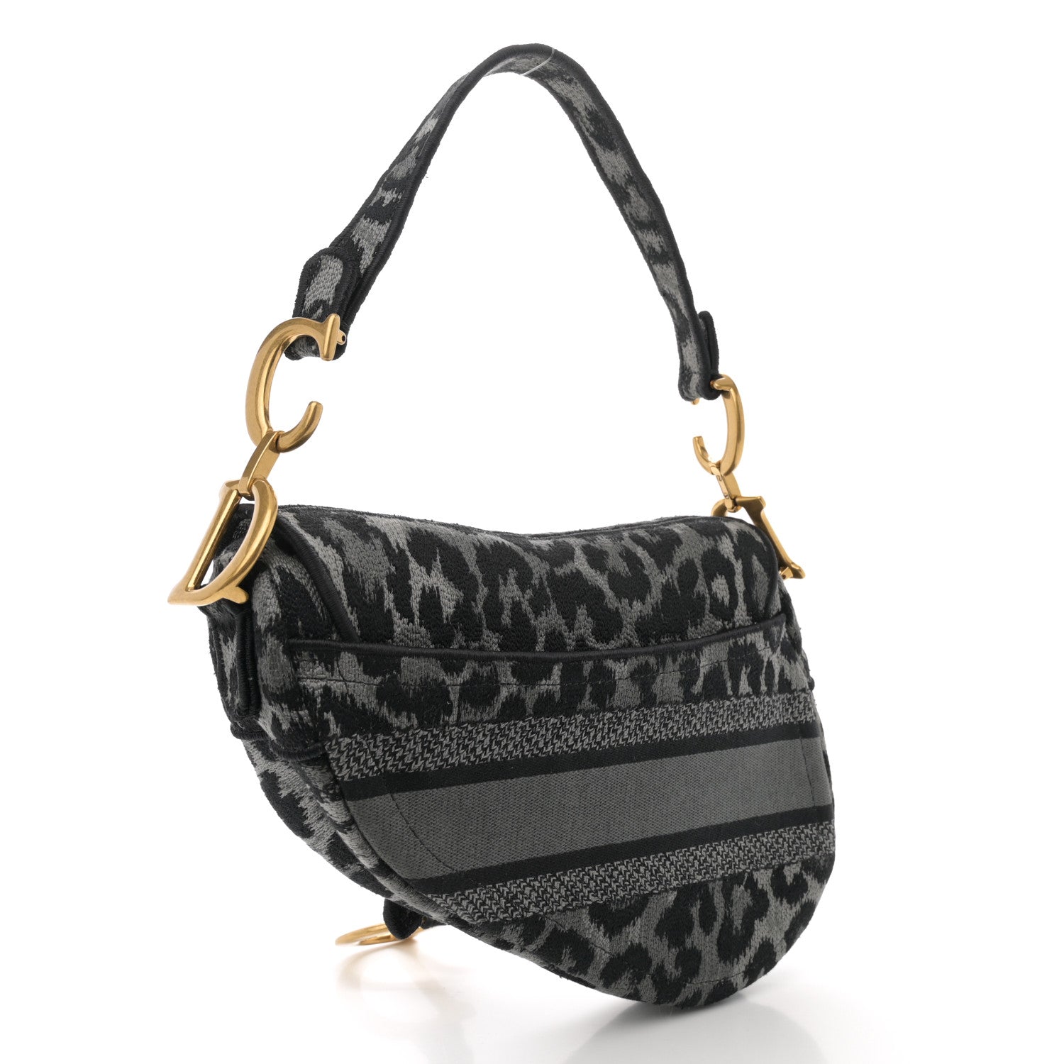 Christian Dior Canvas Mizza Embroidered Saddle Bag Gray 3 of 11