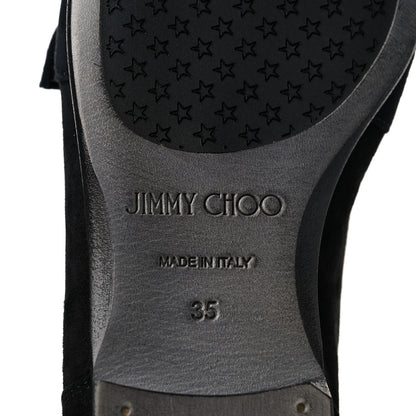 Jimmy Choo Suede Crystal Mani Flat Loafer 35 Black 6 of 12