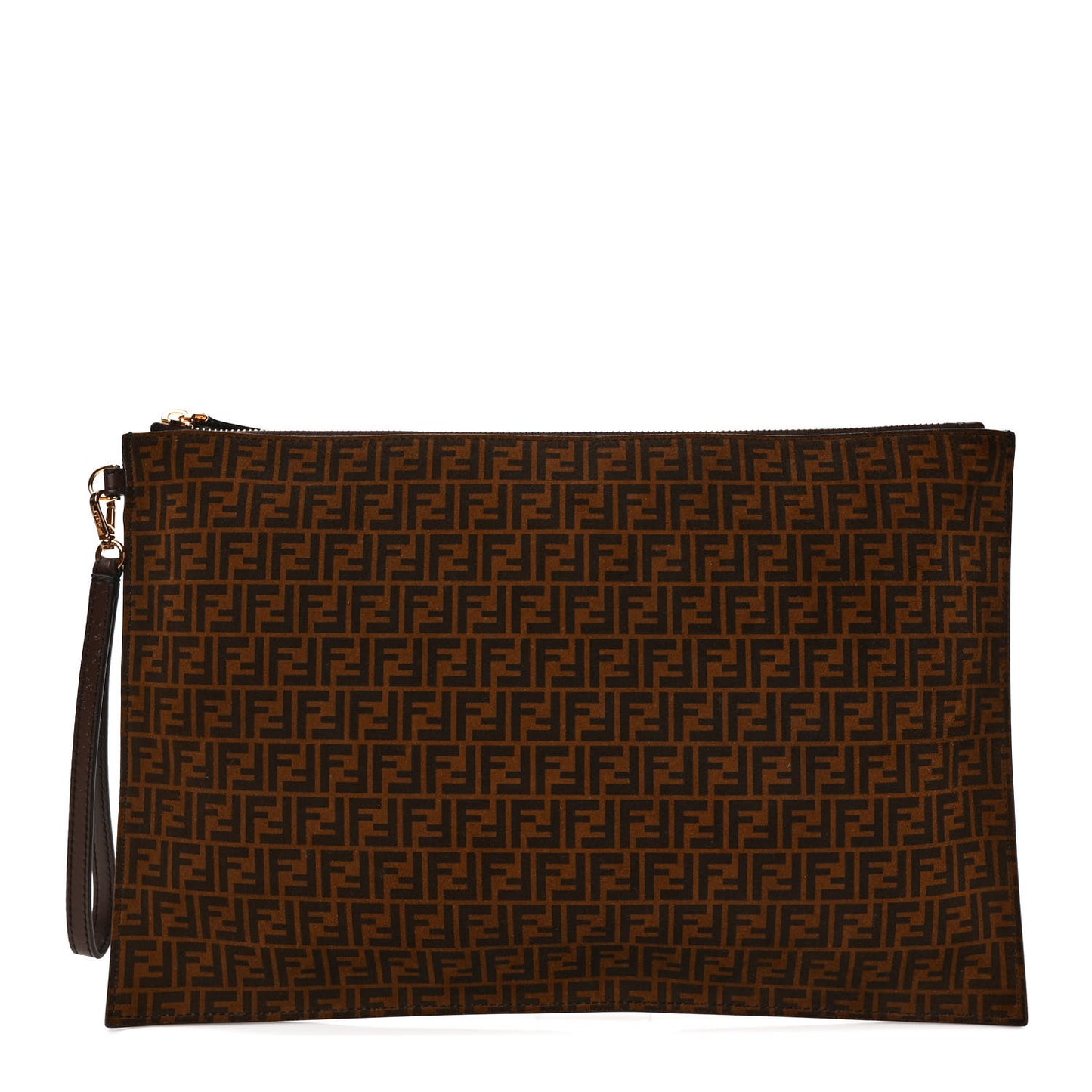 Suede Vitello King Micro FF Large Flat Pouch Sigaro Marrone Ebano