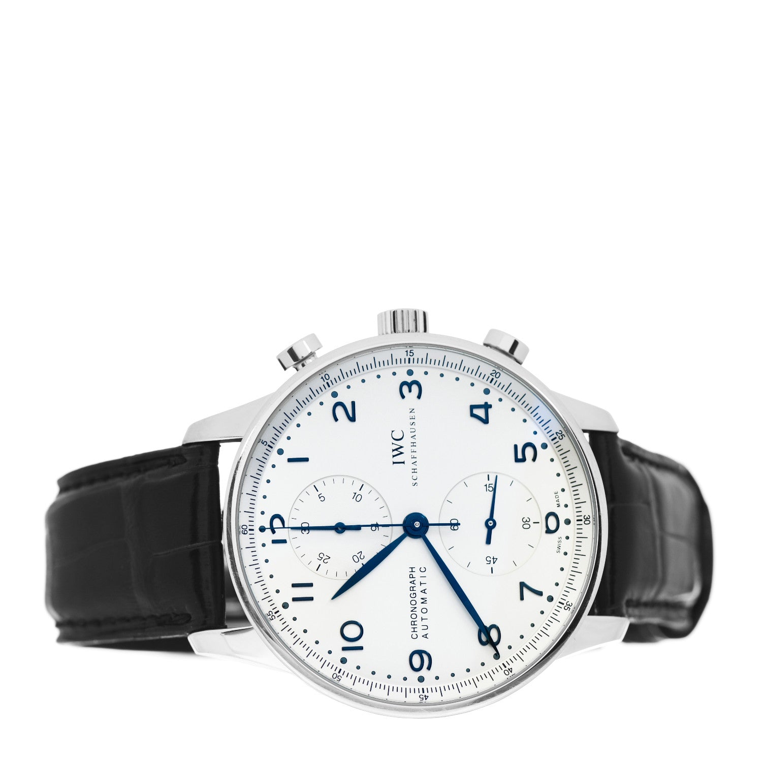 IWC Stainless Steel Alligator 41mm Portuguese Chronograph Automatic Watch IW371446 2 of 5