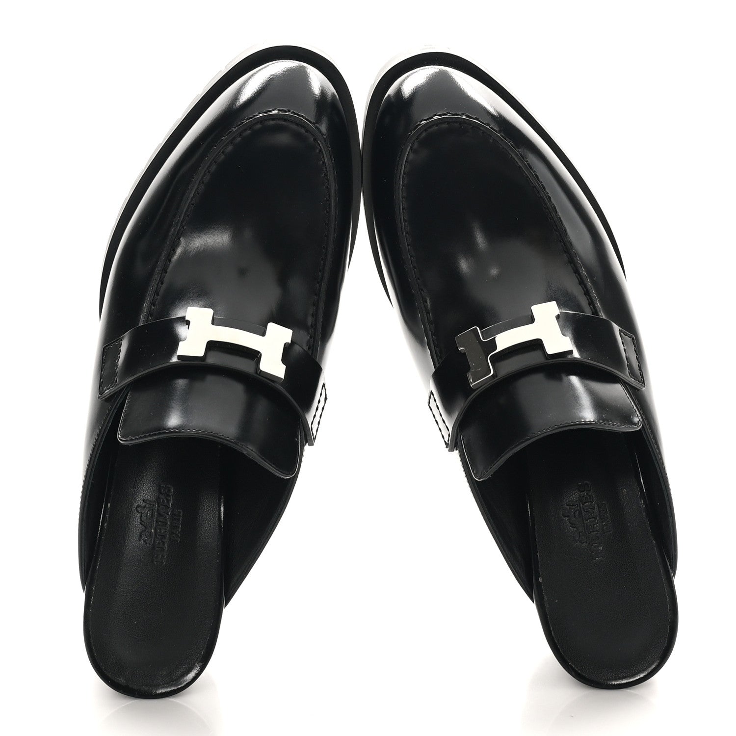 Hermes Calfskin Womens Flore 60 Mules 38 Black 2 of 18