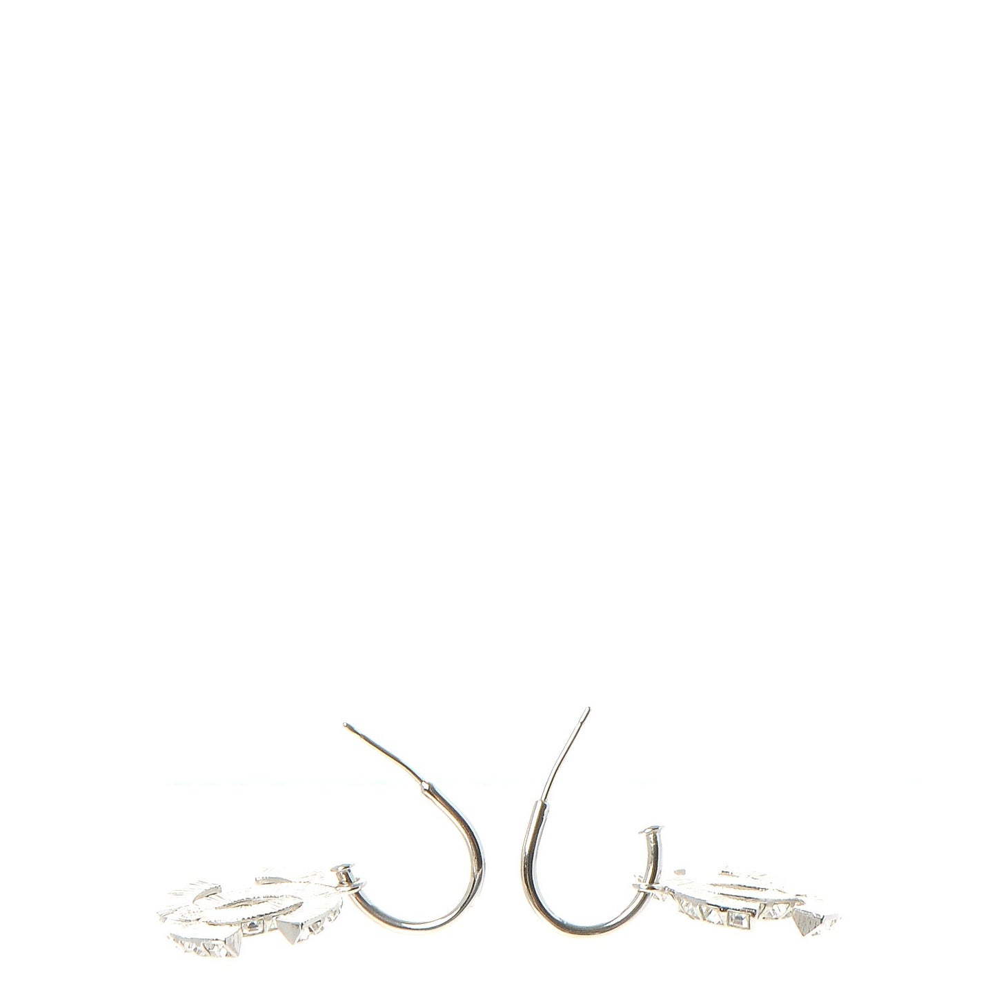 Baguette Crystal CC Dangle Earrings Silver