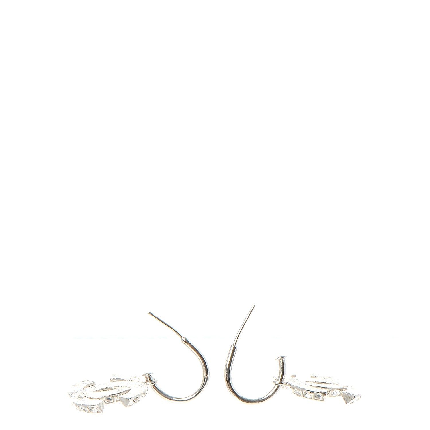 Chanel Baguette Crystal CC Dangle Earrings Silver 3 of 6
