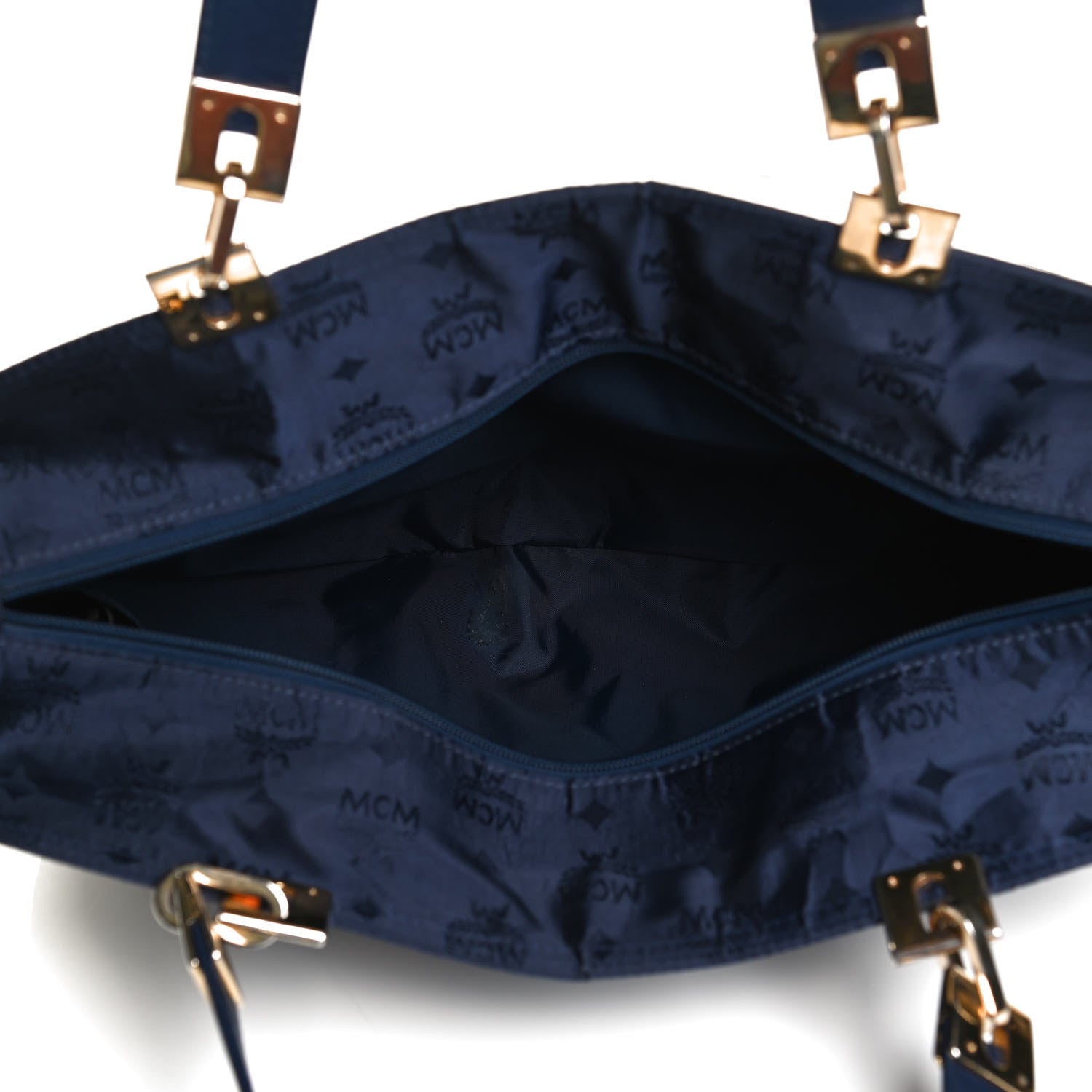 MCM Nylon Monogram Tote Blue 4 of 11