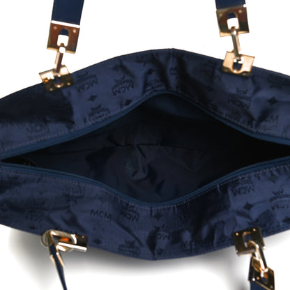 MCM Nylon Monogram Tote Blue 4 of 11