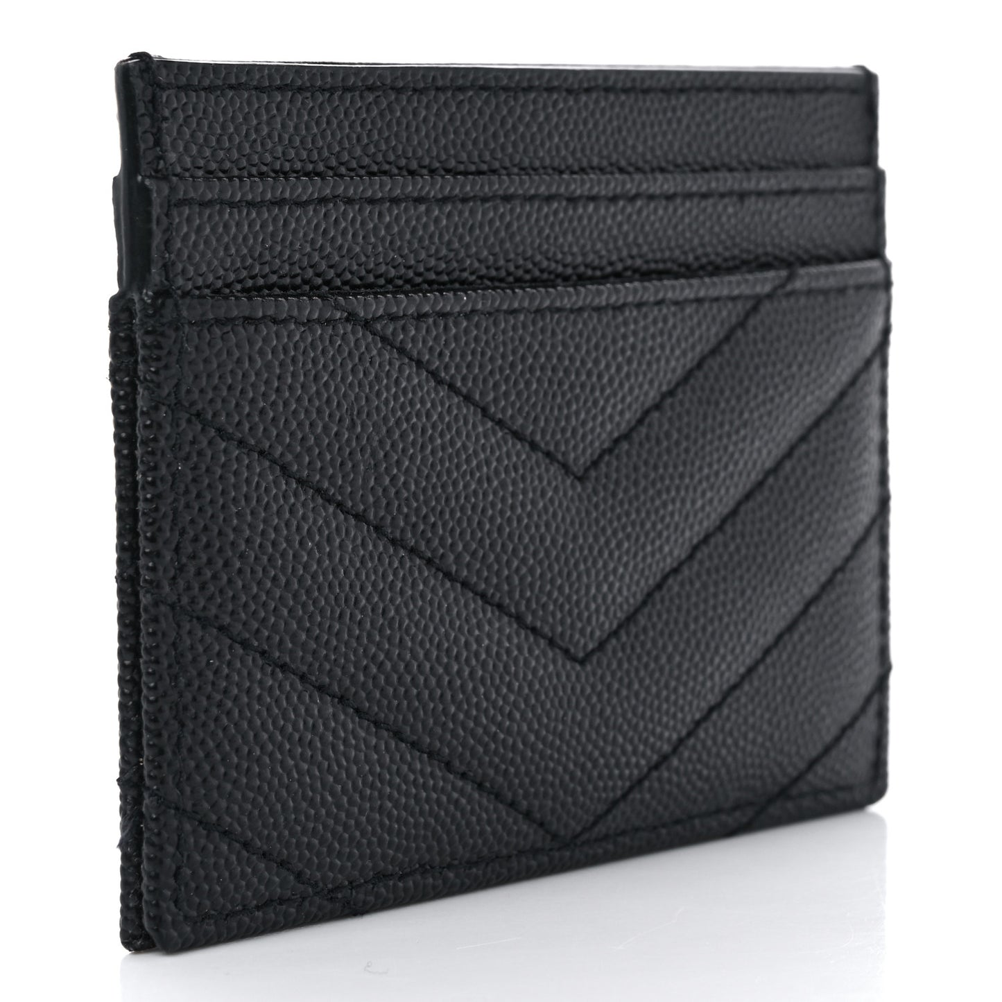 Grain De Poudre Matelasse Chevron Monogram Credit Card Case Black