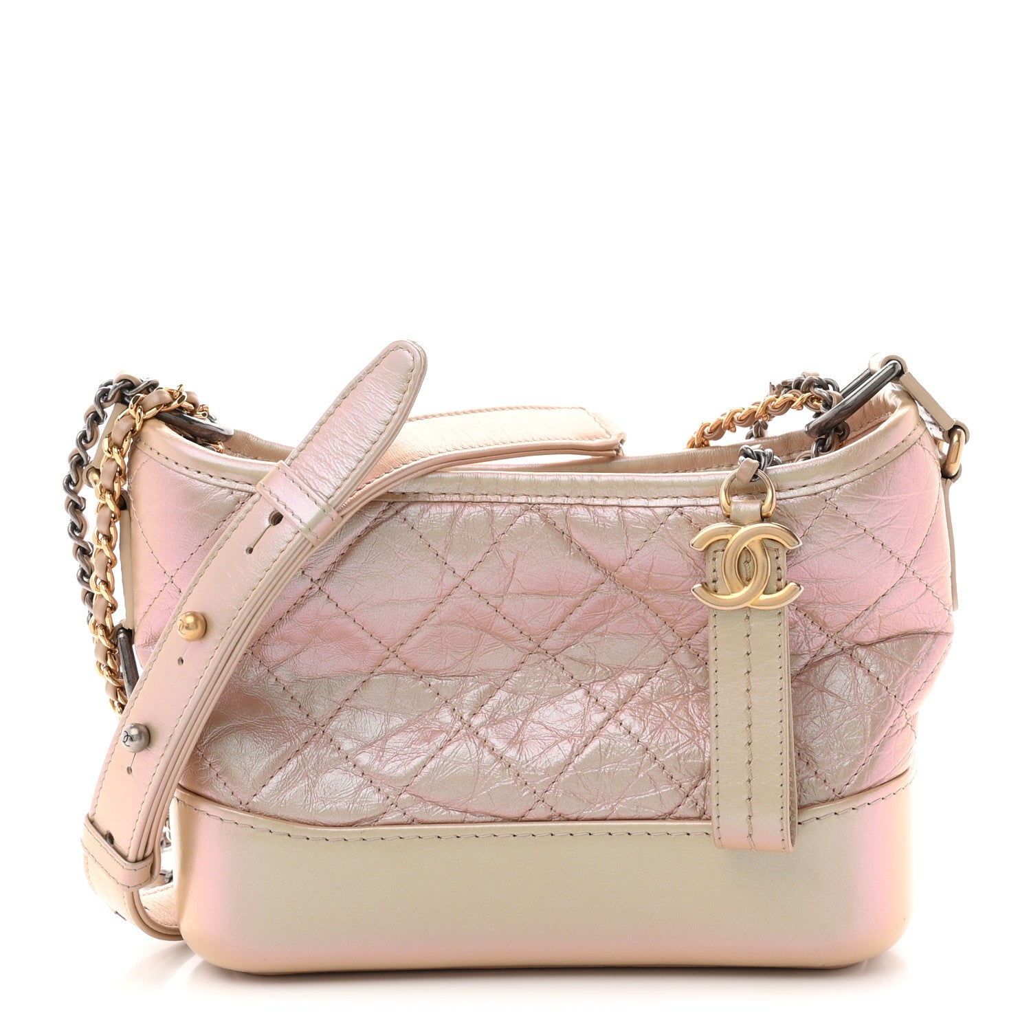Chanel Iridescent Aged Calfskin Quilted Small Gabrielle Hobo Light Pink 1 of 10
