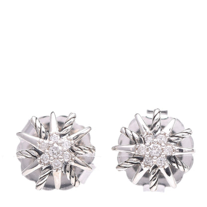 David Yurman Sterling Silver Diamond 10mm Starburst Earrings 1 of 6