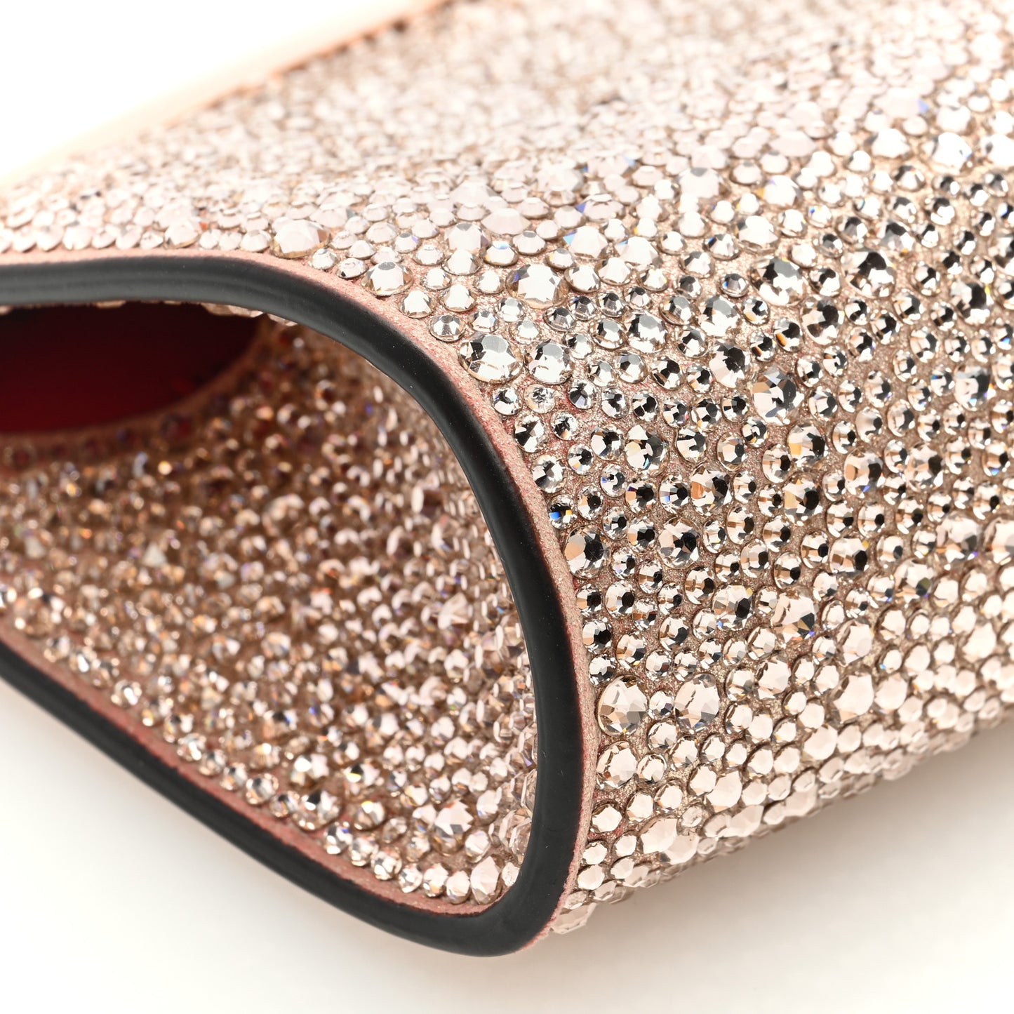 Suede Crystal Strass Small Palmette Clutch Moonlight Platine