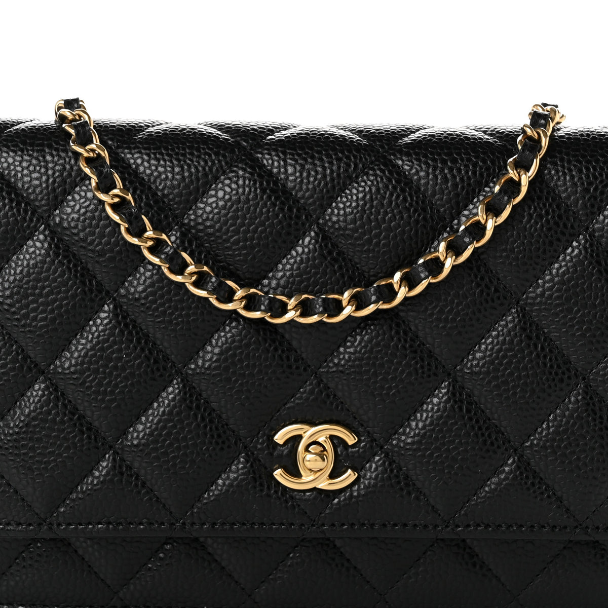 Caviar Quilted CC Turnlock Wallet On Chain WOC Black