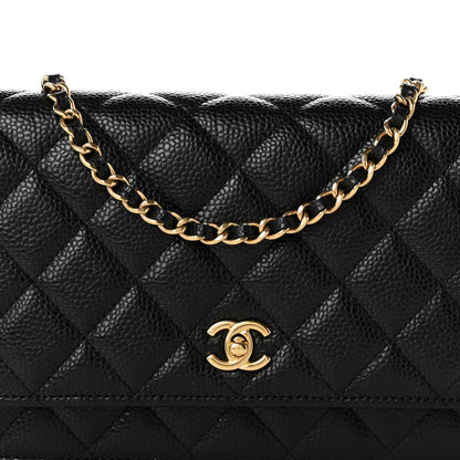 Chanel Caviar Quilted CC Turnlock Wallet On Chain WOC Black 9 of 12