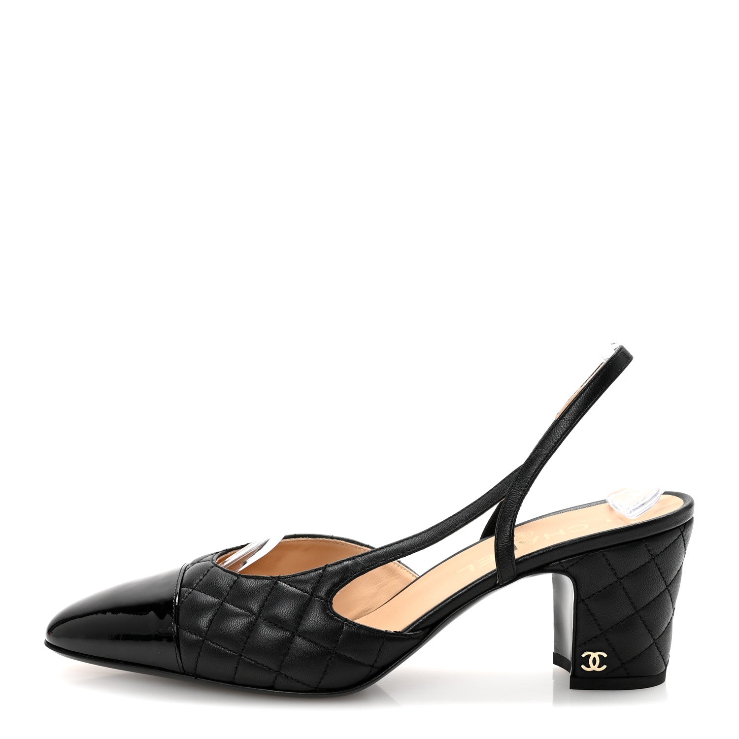 Chanel Lambskin Patent Calfskin Quilted Cap Toe CC Slingback Pumps 41 Black 1 of 10