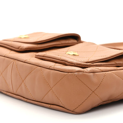 Chanel Shiny Calfskin Quilted Small Supple Twins Hobo Bag Brown 10 of 11