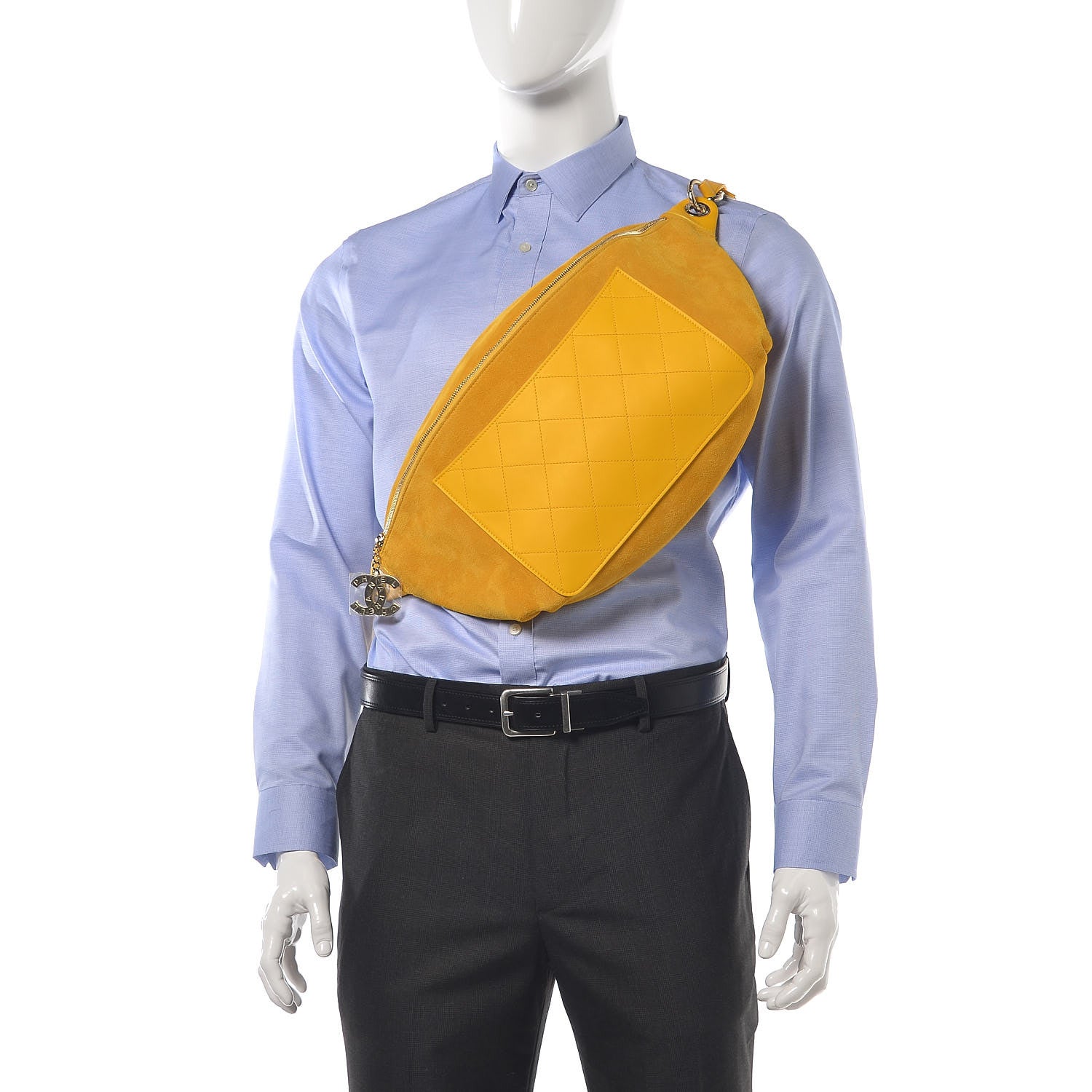Chanel X PHARRELL WILLIAMS Suede Lambskin Oversized Waist Belt Bag Jaune Yellow 4 of 15