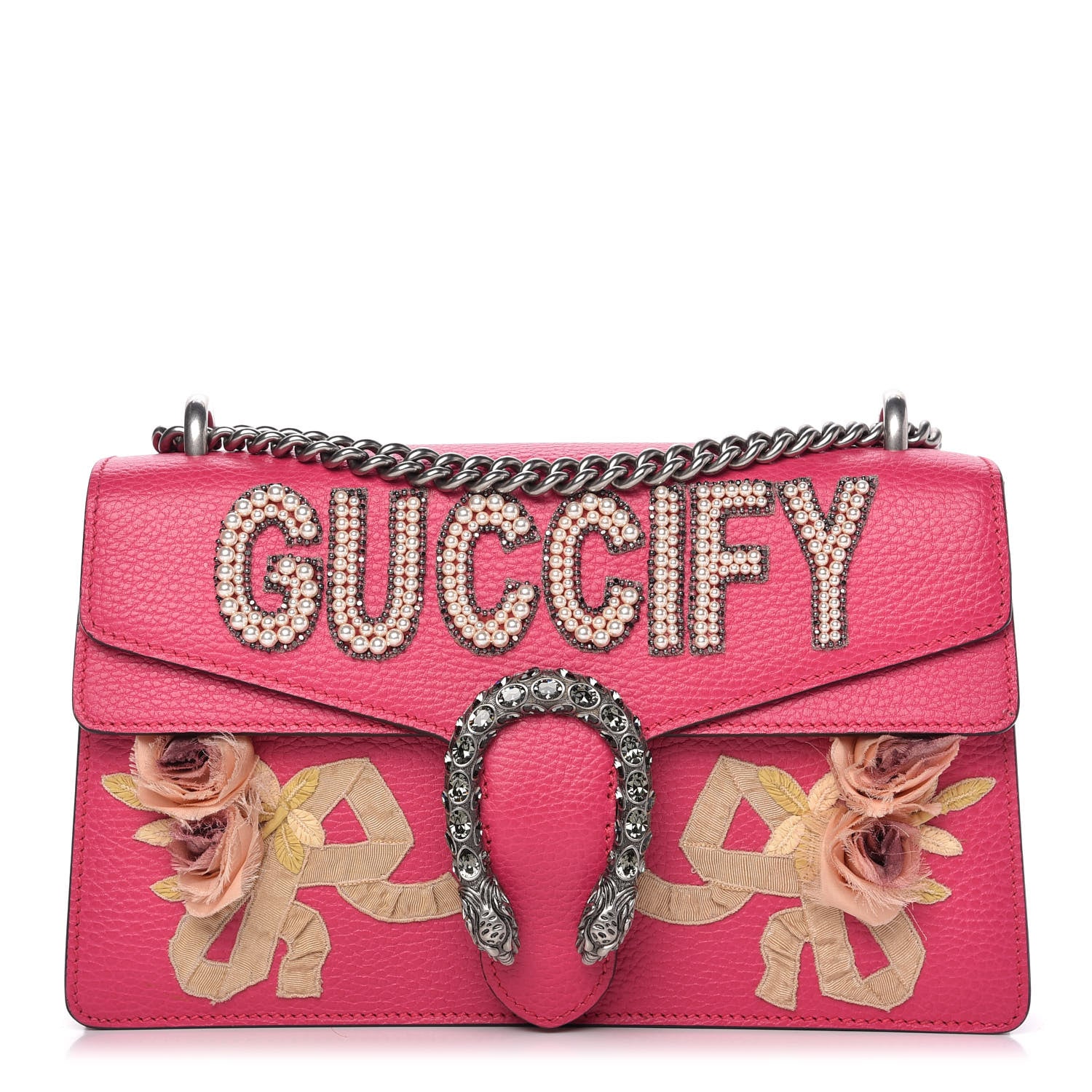 Gucci Pebbled Calfskin Embellished Guccify Small Dionysus Shoulder Bag Rosa 1 of 11