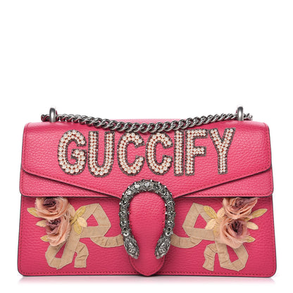 Gucci Pebbled Calfskin Embellished Guccify Small Dionysus Shoulder Bag Rosa 1 of 11