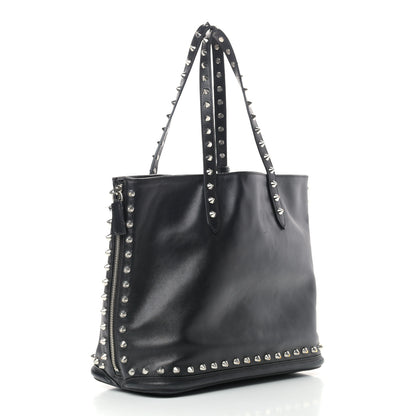 Alexander McQueen Pebbled Calfskin Skull Studded Padlock Tote Black 3 of 16
