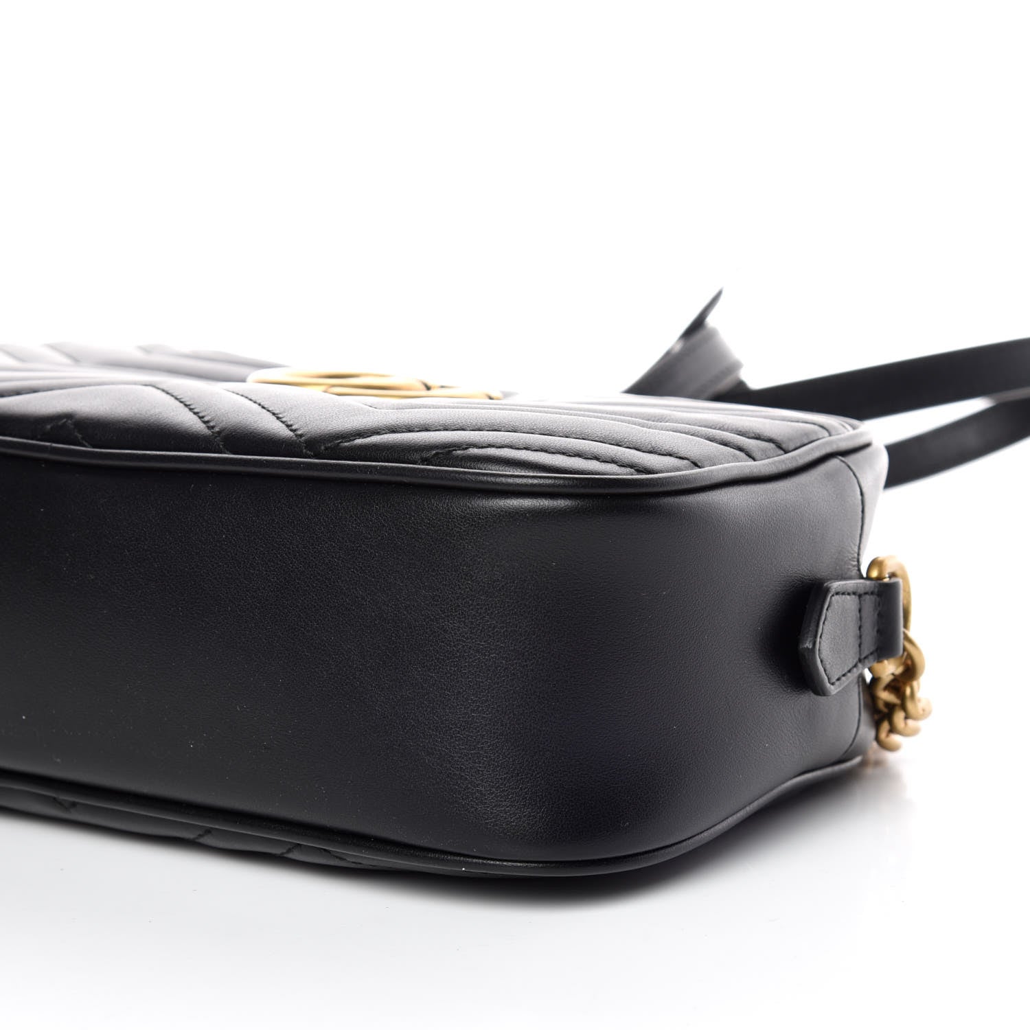 Gucci Calfskin Matelasse Small GG Marmont Chain Shoulder Bag Black 6 of 9