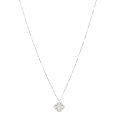 Van Cleef & Arpels 18K White Gold Diamond Sweet Alhambra Pendant Necklace 1 of 6