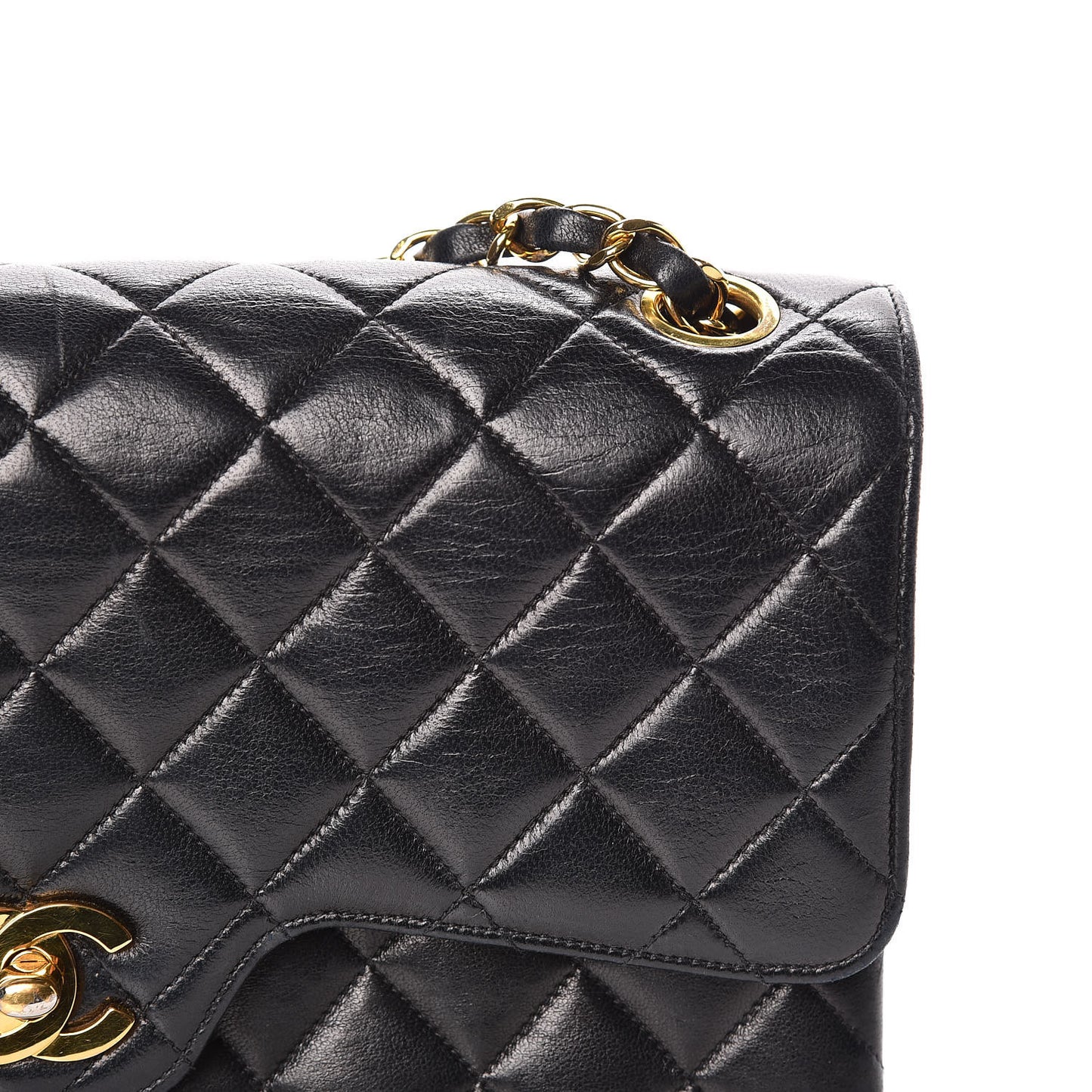 Lambskin Quilted Medium Double Flap Black
