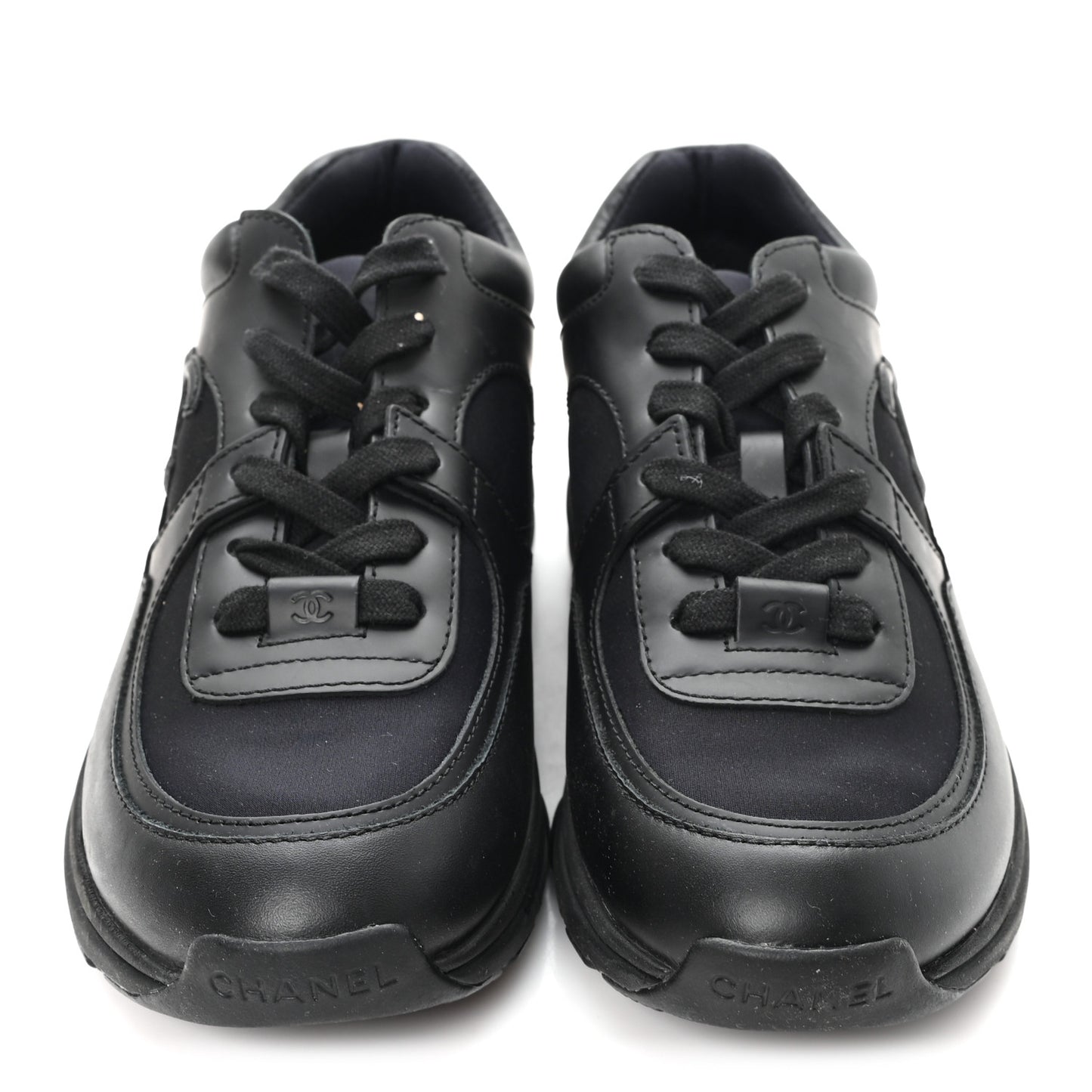Lambskin Fabric CC Sneakers 36.5 Black