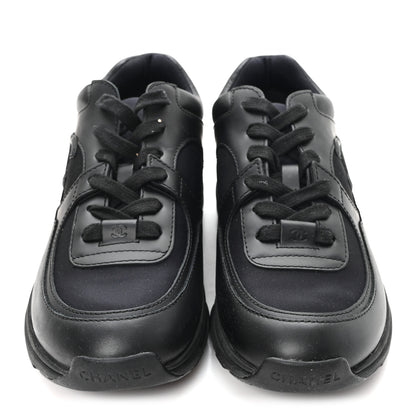 Chanel Lambskin Fabric CC Sneakers 36.5 Black 3 of 9