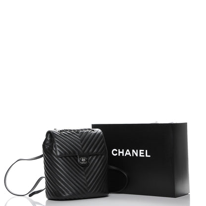 Chanel Calfskin Chevron Quilted Large Urban Spirit Backpack Black 8 of 8