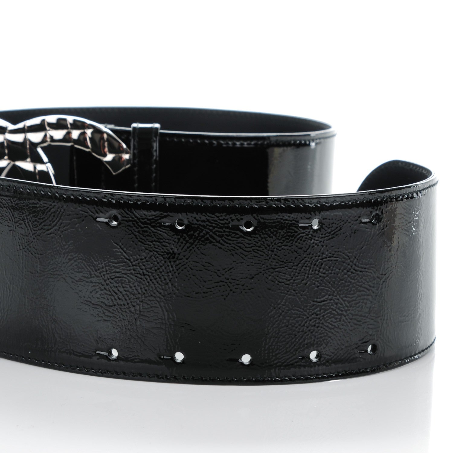 Chanel Patent CC Wide Belt 80 32 Black 4 of 6