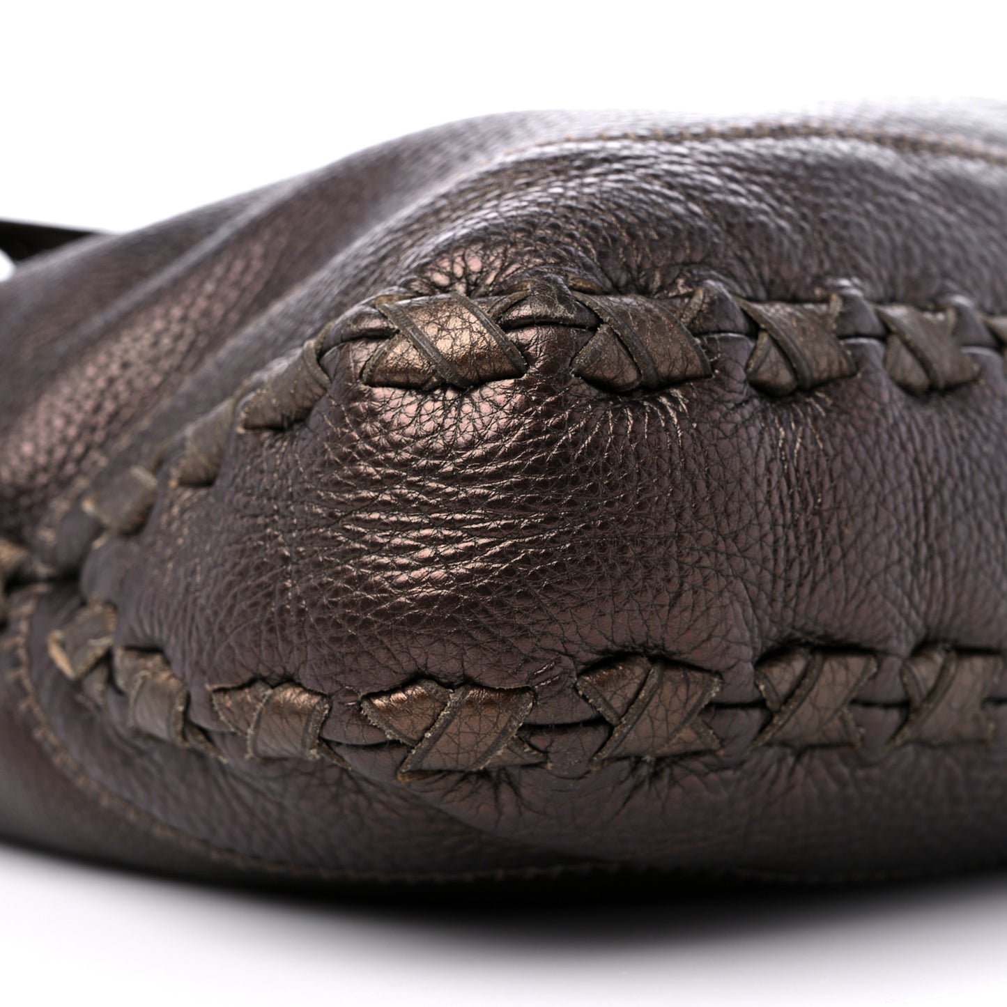 Metallic Pebbled Calfskin Large New Jackie Shoulder Bag Bronze