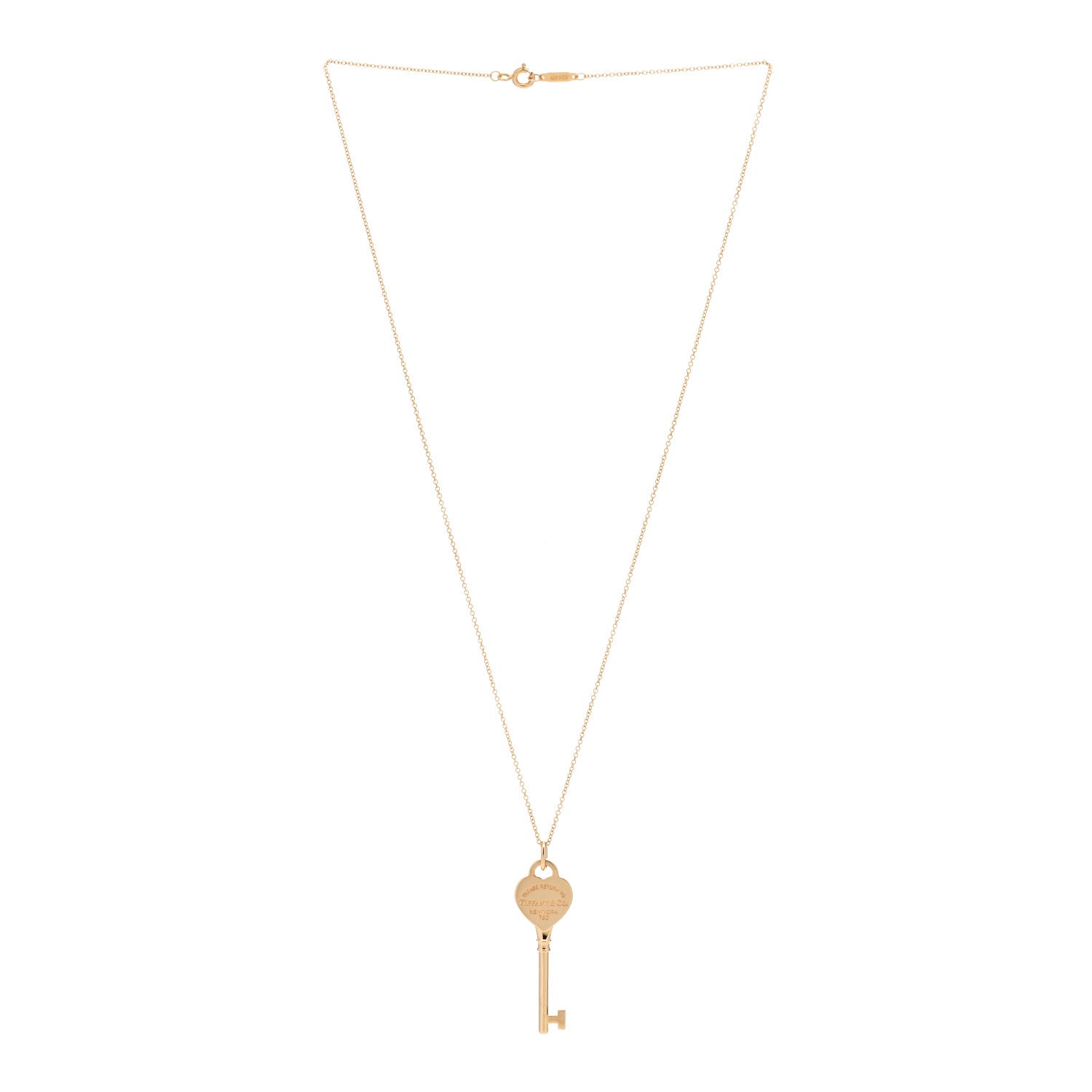 Tiffany 18K Rose Gold Return To Tiffany Heart Key Pendant Necklace 3 of 6