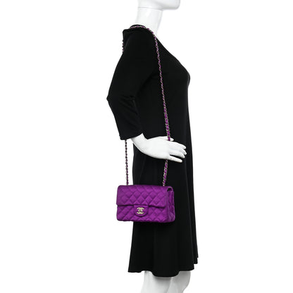 Chanel Satin Quilted Mini Rectangular Flap Purple 2 of 11